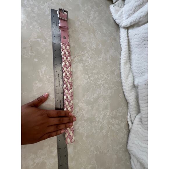 Rag & Bone Pink White Boyfriend Woven Braided Belt Peony Womens Sz Medium main image 5